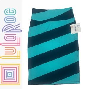 NWT LuLaRoe Blue Striped Cassie Skirt xs